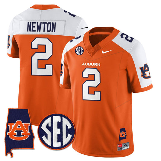 Cam Newton Jersey #2 Auburn Tigers Alabama Patch Vapor Stitched Orange Alter