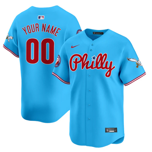 Custom Phillies and Eagles Jersey Name, Number Vapor Premier Limited Stitched Light Blue