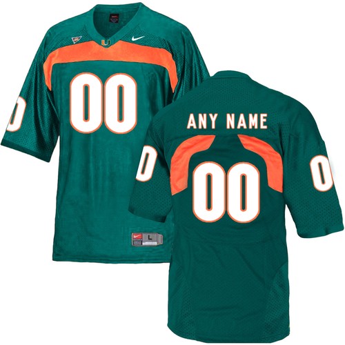 Custom Miami Hurricanes Jersey Name and Number NCAA College Football Replica Green