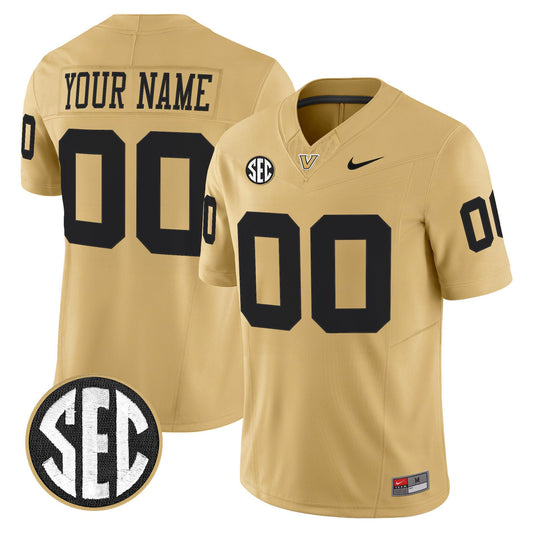 Custom Vanderbilt Commodores Jersey Name, Number 2025 Limited Stitched Gold
