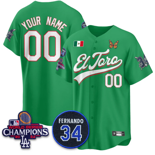 Custom Los Angeles Dodgers Jersey Mexican El Toro For 34 Stitched Green