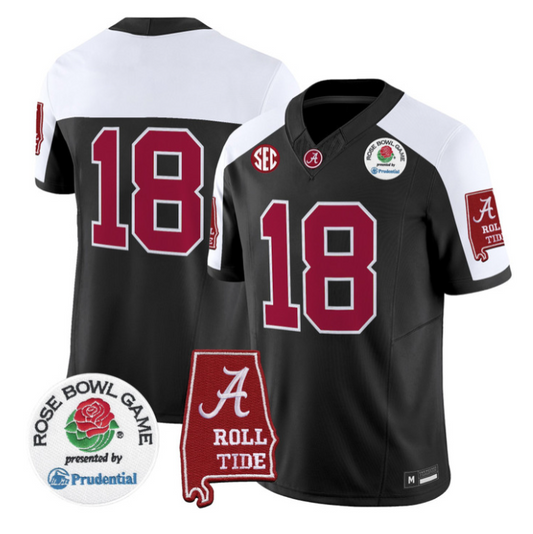 Crimson Jersey #18 Alabama Crimson Tide 2026 Rose Bowl Patch Stitched
