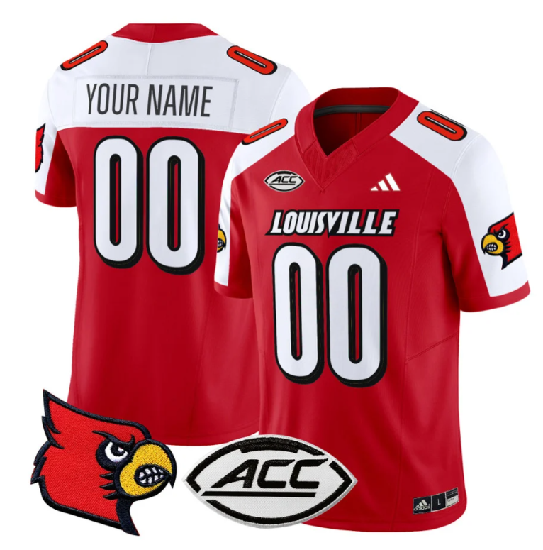 Custom Louisville Cardinals Jersey Name and Number Vapor Football Stitched Red Alternate