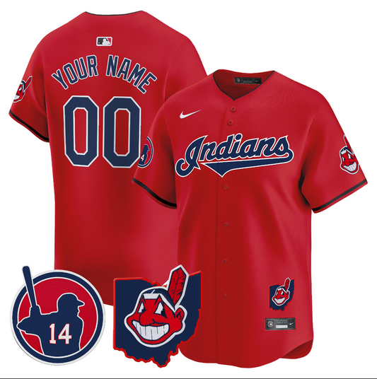 Custom Cleveland Indians Jersey Larry Doby Patch Vapor Premier Limited Stitched Red