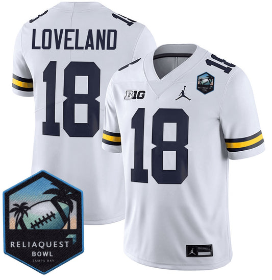 Colston Loveland Jersey #18 Michigan Wolverines ReliaQuest Bowl Patch White