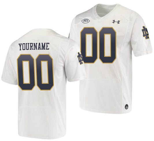Custom Notre Dame Fighting Irish Jersey Name and Number NCAA College Football ACC Patch White