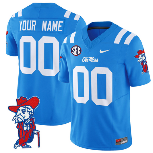 Custom Ole Miss Rebels Jersey Name and Number Vapor Limited College Football Stitched Powder Blue