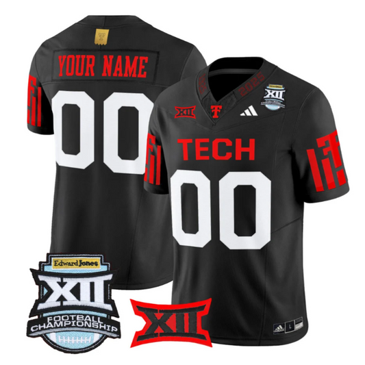 Custom Texas Tech Red Raiders Jersey 2025 Big 12 Championship Stitched