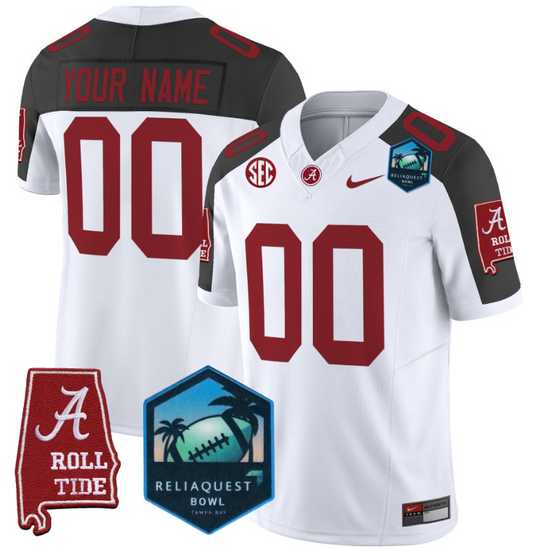 Custom Alabama Crimson Tide Jersey 2025 ReliaQuest Bowl Patch Inverted