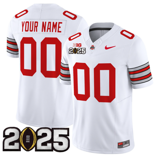Custom Ohio State Buckeyes Jersey 'Heritage Stripe' 2025 CFP Final White