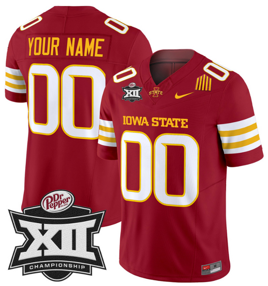 Custom Iowa State Jersey Name and Number 2024 Championship Patch Cardinal