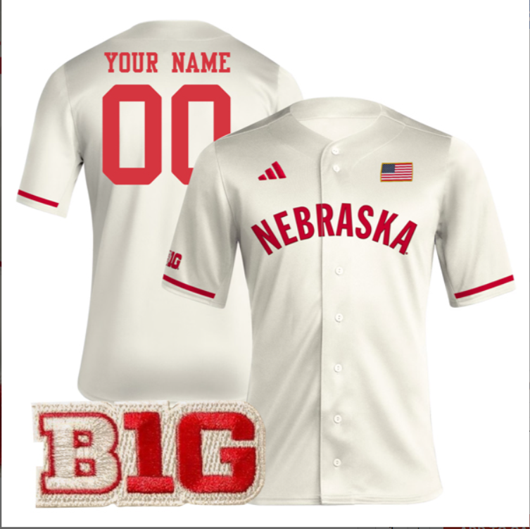 Custom Nebraska Cornhuskers Baseball Cream Jersey – All Stitched B1G Patch