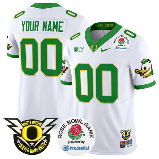 Custom Oregon Ducks Jersey 2025 Rose Bowl Vapor Football Stitched White