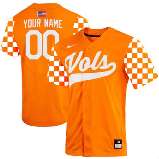 Custom Tennessee Vols Jersey College Baseball “Checkerboard” Stitched Orange
