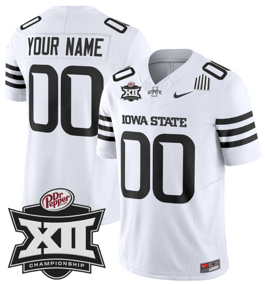 Custom Iowa State Jersey Name and Number 2024 Championship Patch White Limited