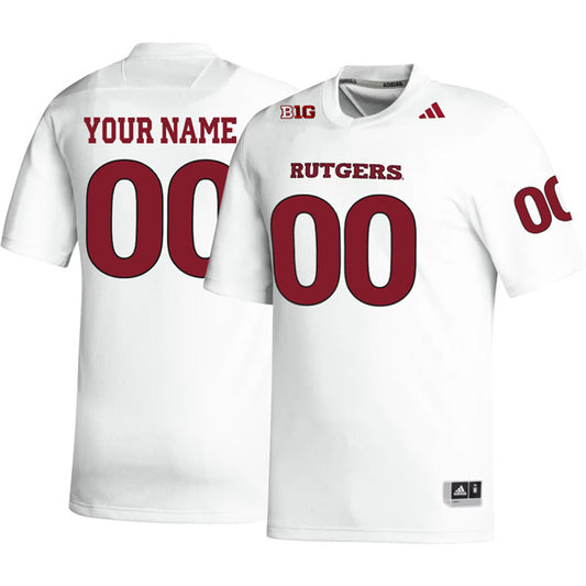 Custom Rutgers Scarlet Knights Jersey Name and Number College Football White Away Game – All Stitched