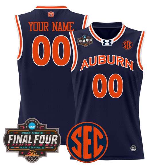 Custom Auburn Tigers Jersey 2025 Final Four Patch Basketball Stitched Navy