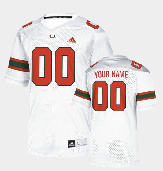 Custom Miami Hurricanes Jersey Name and Number NCAA College Football New White