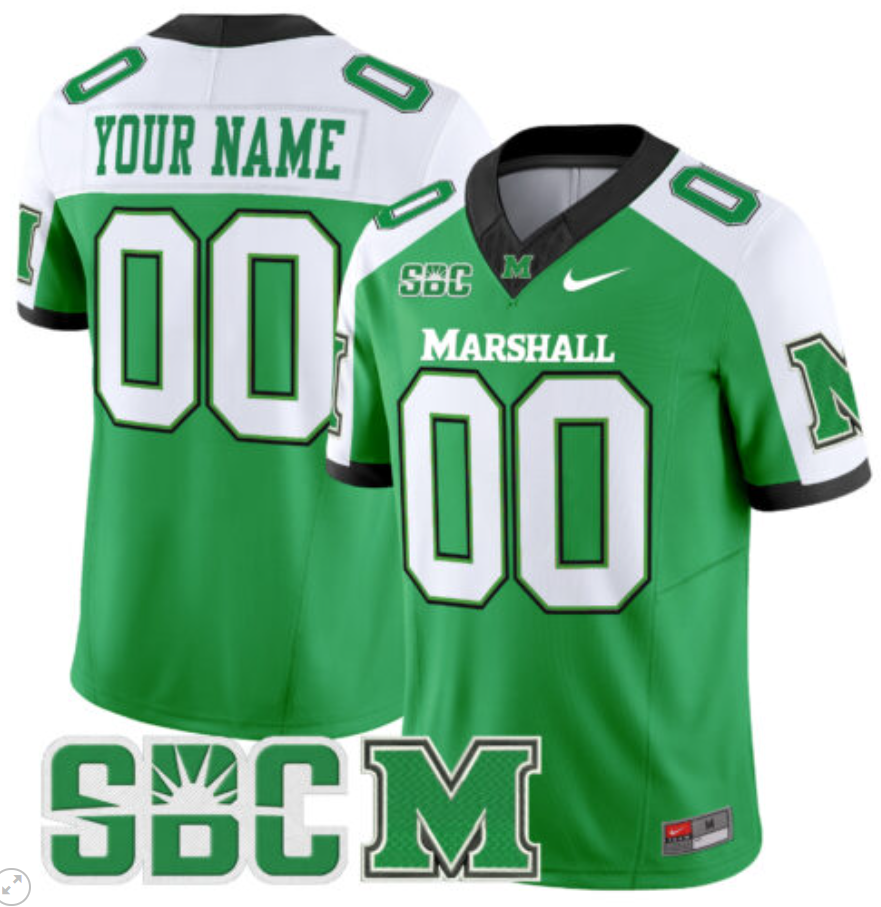 Custom Marshall Thundering Herd Jersey Name and Number Vapor Limited Football Green Alternate