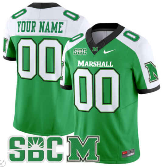 Custom Marshall Thundering Herd Jersey Name and Number Vapor Limited Football Green Alternate