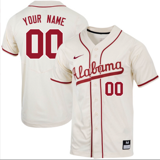 Custom Alabama Crimson Tide Baseball Natural Jersey Stitched