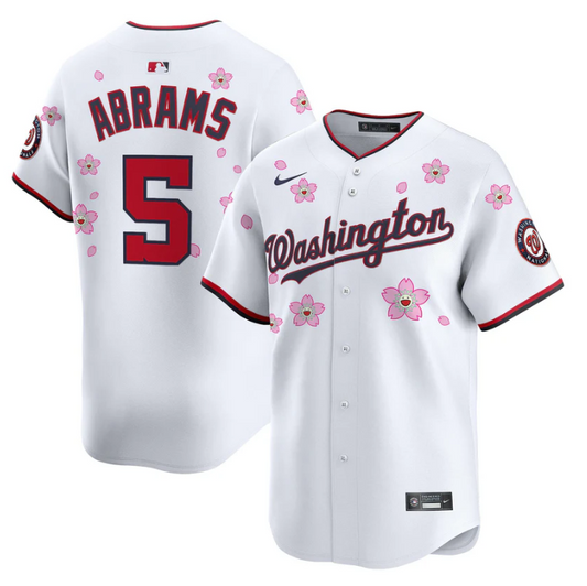 CJ Abrams Jersey #5 Washington Nationals Cherry Blossom Vapor Premier Limited Stitched White