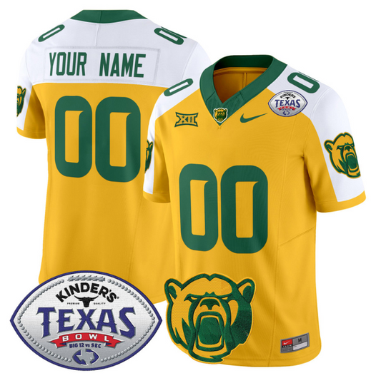 Custom Baylor Bears Jersey 2024 Texas Bowl Patch Football Stitched Gold Alternate