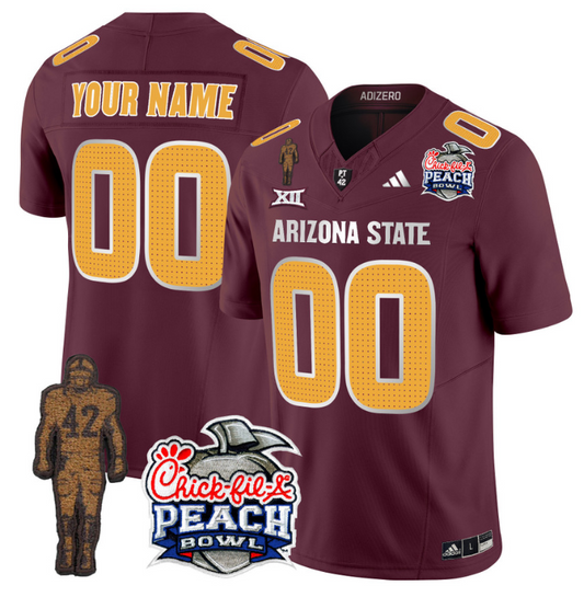Custom Sun Devils Pat Tillman Jersey Arizona State Peach Bowl V2 Maroon