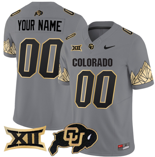 Custom Colorado Buffaloes Jersey Name, Number Vapor Big 12 XII Patch Gray