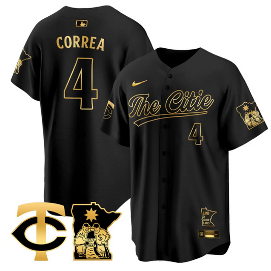Carlos Correa Jersey #4 Minnesota Twins 2025 City Connect Concept Stitched Black Gold