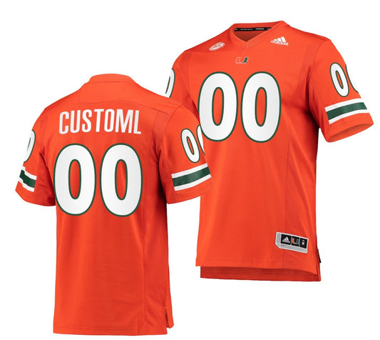 Custom Miami Hurricanes Jersey Name and Number NCAA College Football Premier Orange