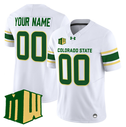 Custom Colorado State Rams Jersey 2024 Vapor Limited Stitched White