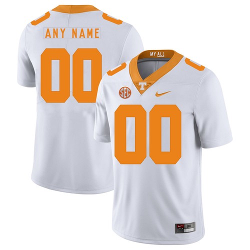 Custom Tennessee Volunteers Jersey Name and Number NCAA College Football White