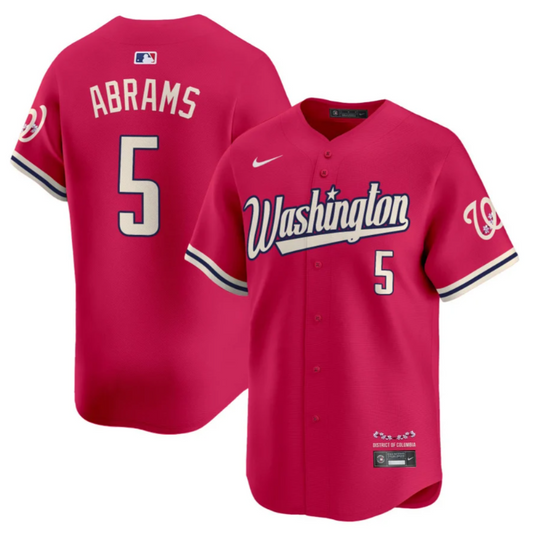 CJ Abrams Jersey #5 Washington Nationals Vapor Limited All Stitched Pink