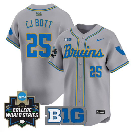 CJ Bott Jersey #25 UCLA Bruins 2025 World Series Stitched Gray