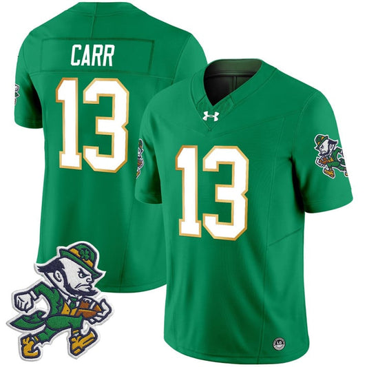CJ Carr Jersey #13 Notre Dame 2025 Gridiron Leprechaun Edition Green