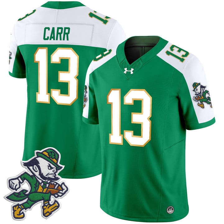 CJ Carr Jersey #13 Notre Dame 2025 Gridiron Leprechaun Edition Green Alter