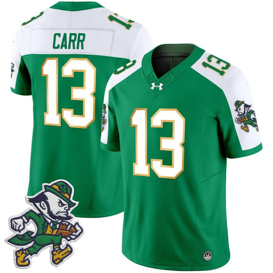 CJ Carr Jersey #13 Notre Dame 2025 Gridiron Leprechaun Edition Green Alter