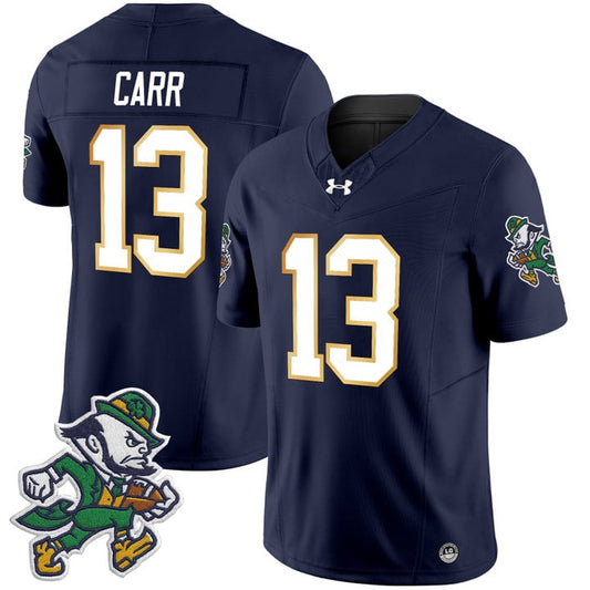 CJ Carr Jersey #13 Notre Dame 2025 Gridiron Leprechaun Edition Navy