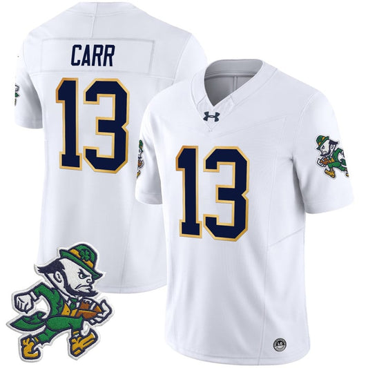 CJ Carr Jersey #13 Notre Dame 2025 Gridiron Leprechaun Edition White