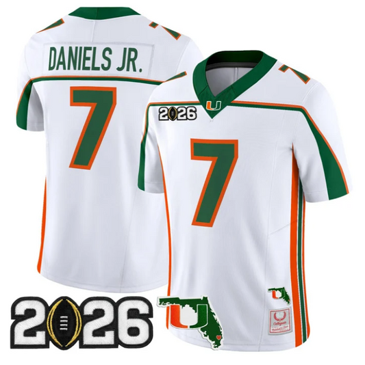 CJ Daniels Jersey #7 0Miami Hurricanes Throwback 2026 CFP Final Florida Stitched