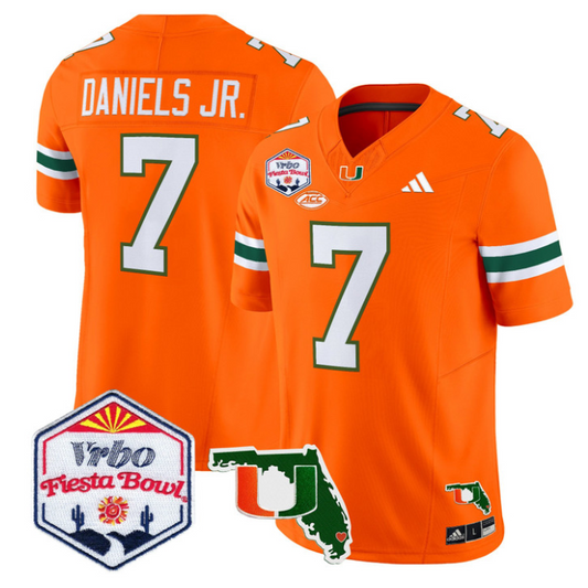 CJ Daniels Jersey #7 Miami Hurricanes 2026 Fiesta Bowl Florida Stitched Orange