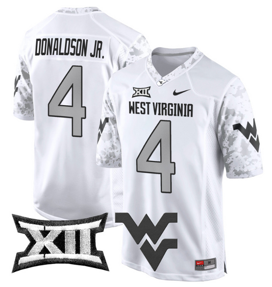 CJ Donaldson Jr Jersey #4 West Virginia Mountaineers Game Football White
