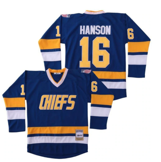 Charleston Chiefs #16 Hanson Brothers Slapshot Blue Hockey Jersey