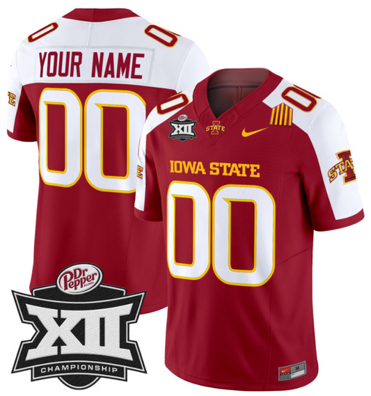 Custom Iowa State Jersey Name and Number 2024 Championship Patch Cardinal Alternate