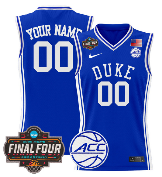 Custom Duke Blue Devils Jersey 2025 Final Four Patch Basketball Stitched Royal