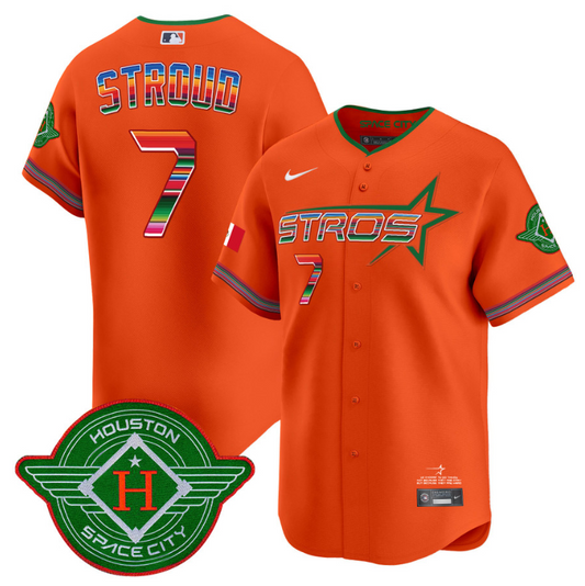 CJ Stroud Jersey #7 Astros 2025 City Connect Mexico Vapor Premier Limited Stitched Orange