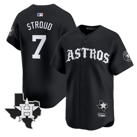 CJ Stroud Jersey #7 Houston Astros Old English Edition Stitched Black