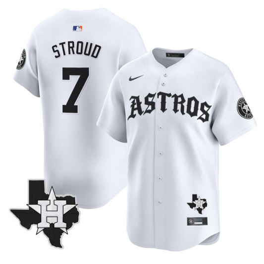 CJ Stroud Jersey #7 Houston Astros Old English Edition Stitched White