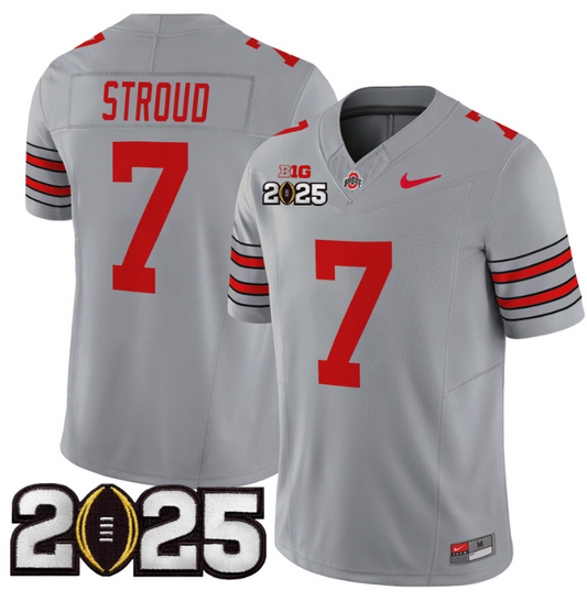 CJ Stroud Jersey #7 Ohio State 'Heritage Stripe' 2025 CFP Final Patch Gray